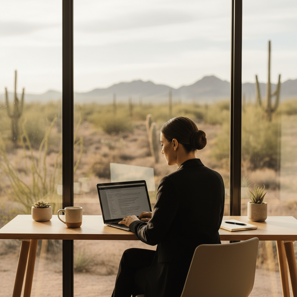 Tucson business owner implementing local SEO strategy